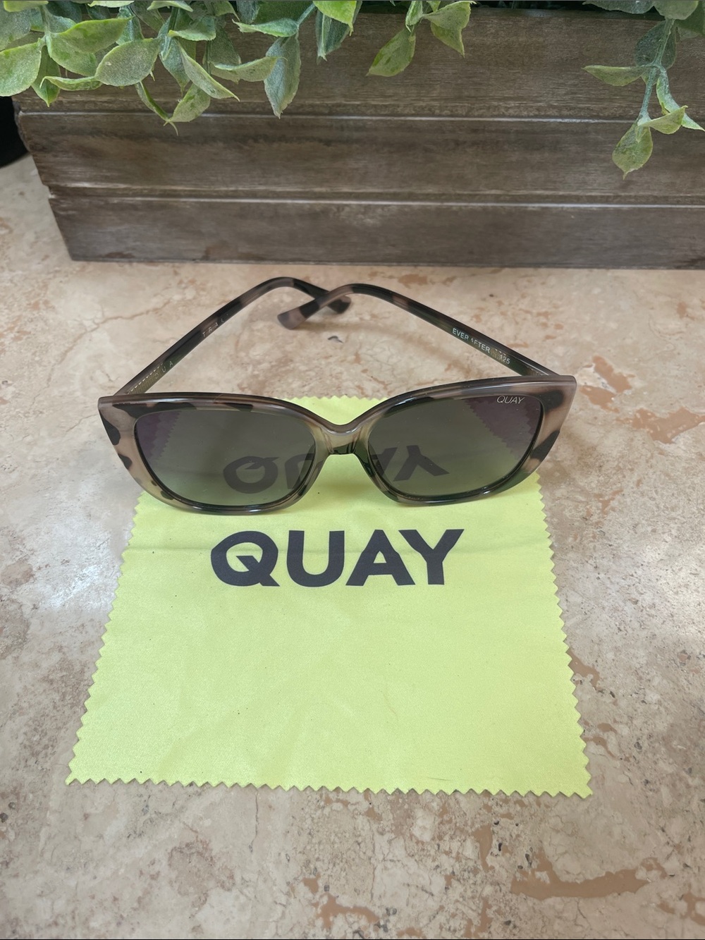 Quay Australia Tortoiseshell Cat Eye Sunglasses with Dark Brown Lenses